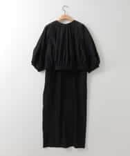 ZMEGE11150 al'aise modulation(アレーズモジュレーション) ボリュームギャザーボレロ×プリーツワンピース ブラック