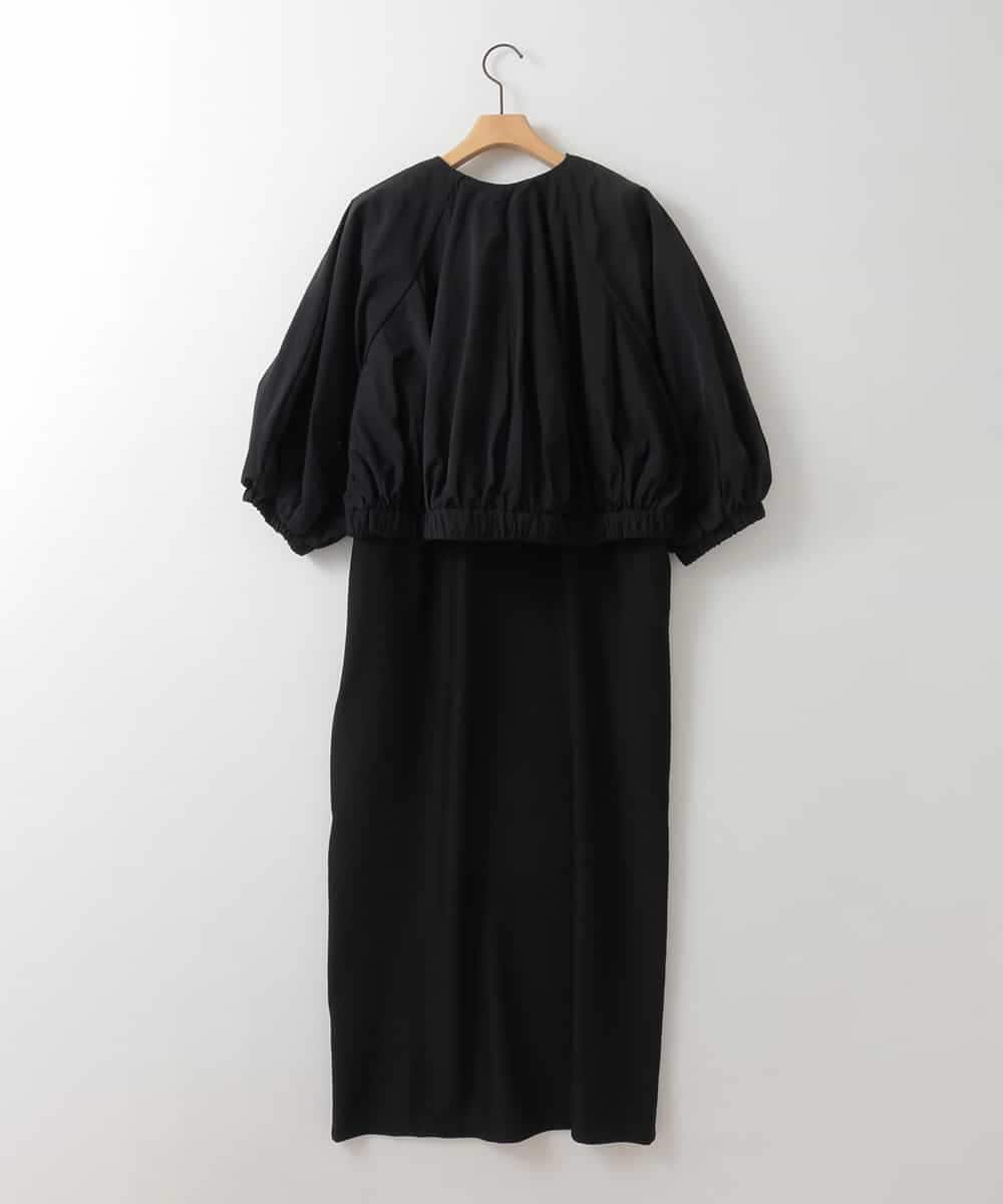 ZMEGE11150 al'aise modulation(アレーズモジュレーション) ボリュームギャザーボレロ×プリーツワンピース ブラック