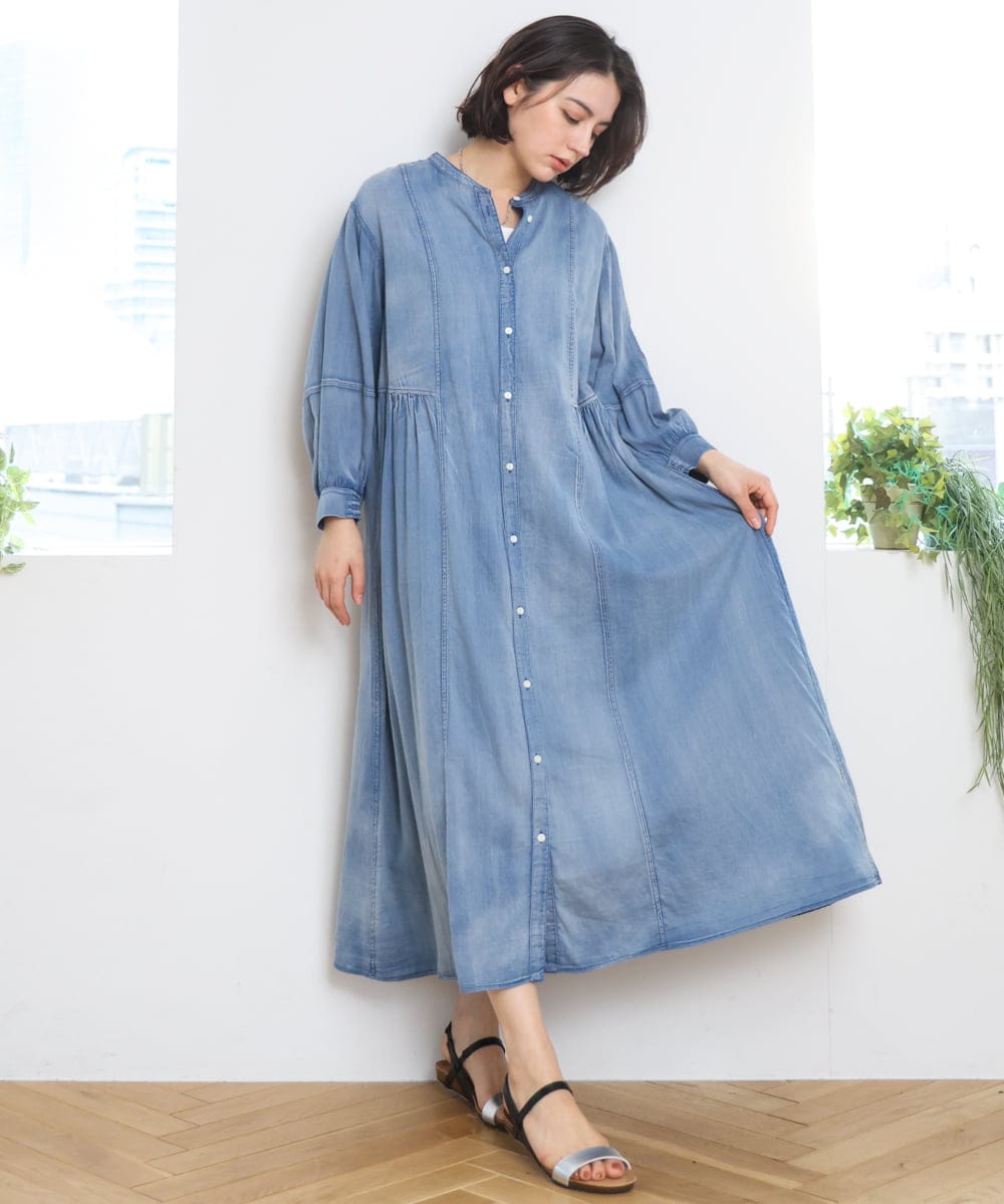 ZMEGE12190 al'aise modulation デニムライクサイドギャザーワンピース