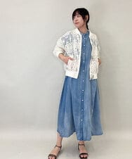 ZMEGE12190 al'aise modulation(アレーズモジュレーション) デニムライクサイドギャザーワンピース ブルー