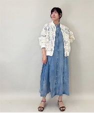 ZMEGE12190 al'aise modulation(アレーズモジュレーション) デニムライクサイドギャザーワンピース ブルー