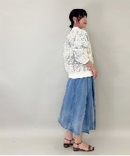 ZMEGE12190 al'aise modulation(アレーズモジュレーション) デニムライクサイドギャザーワンピース ブルー