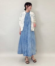 ZMEGE12190 al'aise modulation(アレーズモジュレーション) デニムライクサイドギャザーワンピース ブルー