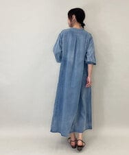ZMEGE12190 al'aise modulation(アレーズモジュレーション) デニムライクサイドギャザーワンピース ブルー