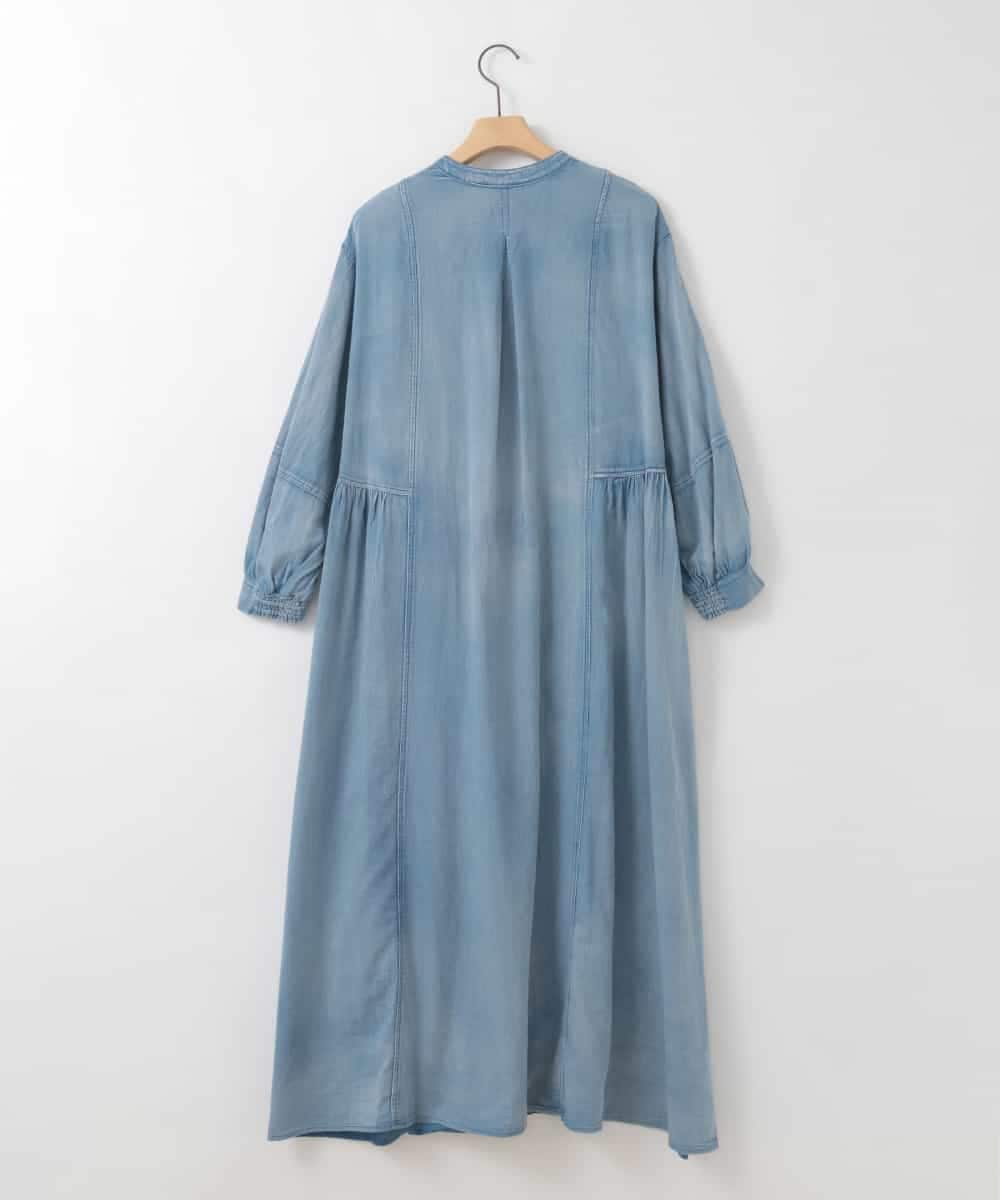 ZMEGE12190 al'aise modulation(アレーズモジュレーション) デニムライクサイドギャザーワンピース ブルー