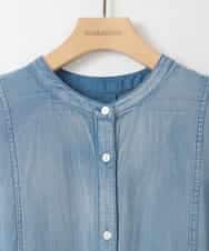 ZMEGE12190 al'aise modulation(アレーズモジュレーション) デニムライクサイドギャザーワンピース ブルー