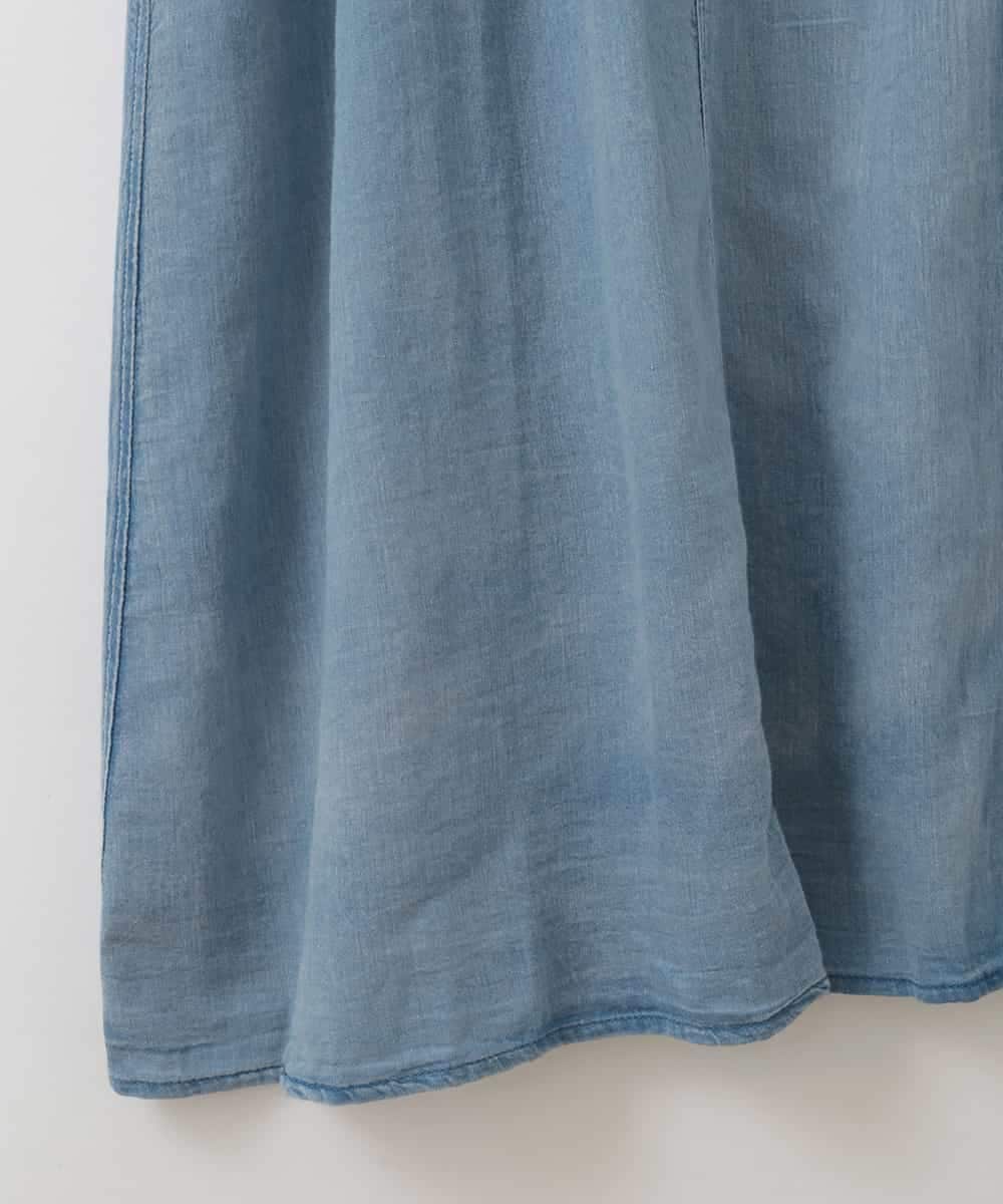 ZMEGE12190 al'aise modulation(アレーズモジュレーション) デニムライクサイドギャザーワンピース ブルー