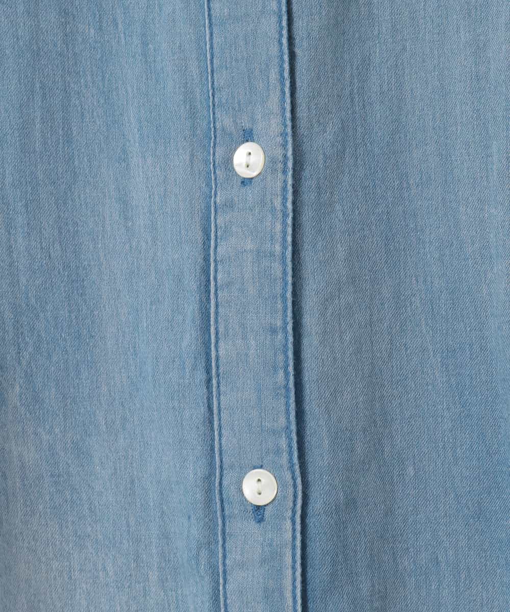 ZMEGE12190 al'aise modulation(アレーズモジュレーション) デニムライクサイドギャザーワンピース ブルー