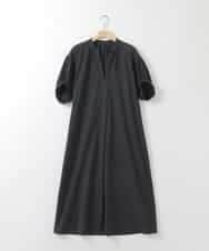 ZMEGE15120 al'aise modulation(アレーズモジュレーション) 【洗える/UV】パフスリーブスキッパーネックワンピース ブラック