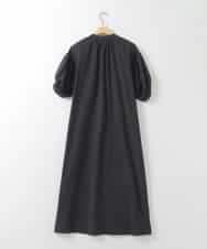 ZMEGE15120 al'aise modulation(アレーズモジュレーション) 【洗える/UV】パフスリーブスキッパーネックワンピース ブラック