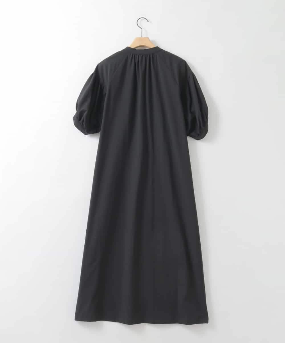 ZMEGE15120 al'aise modulation(アレーズモジュレーション) 【洗える/UV】パフスリーブスキッパーネックワンピース ブラック