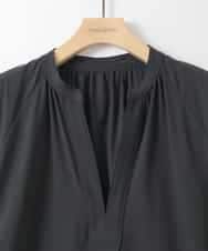 ZMEGE15120 al'aise modulation(アレーズモジュレーション) 【洗える/UV】パフスリーブスキッパーネックワンピース ブラック