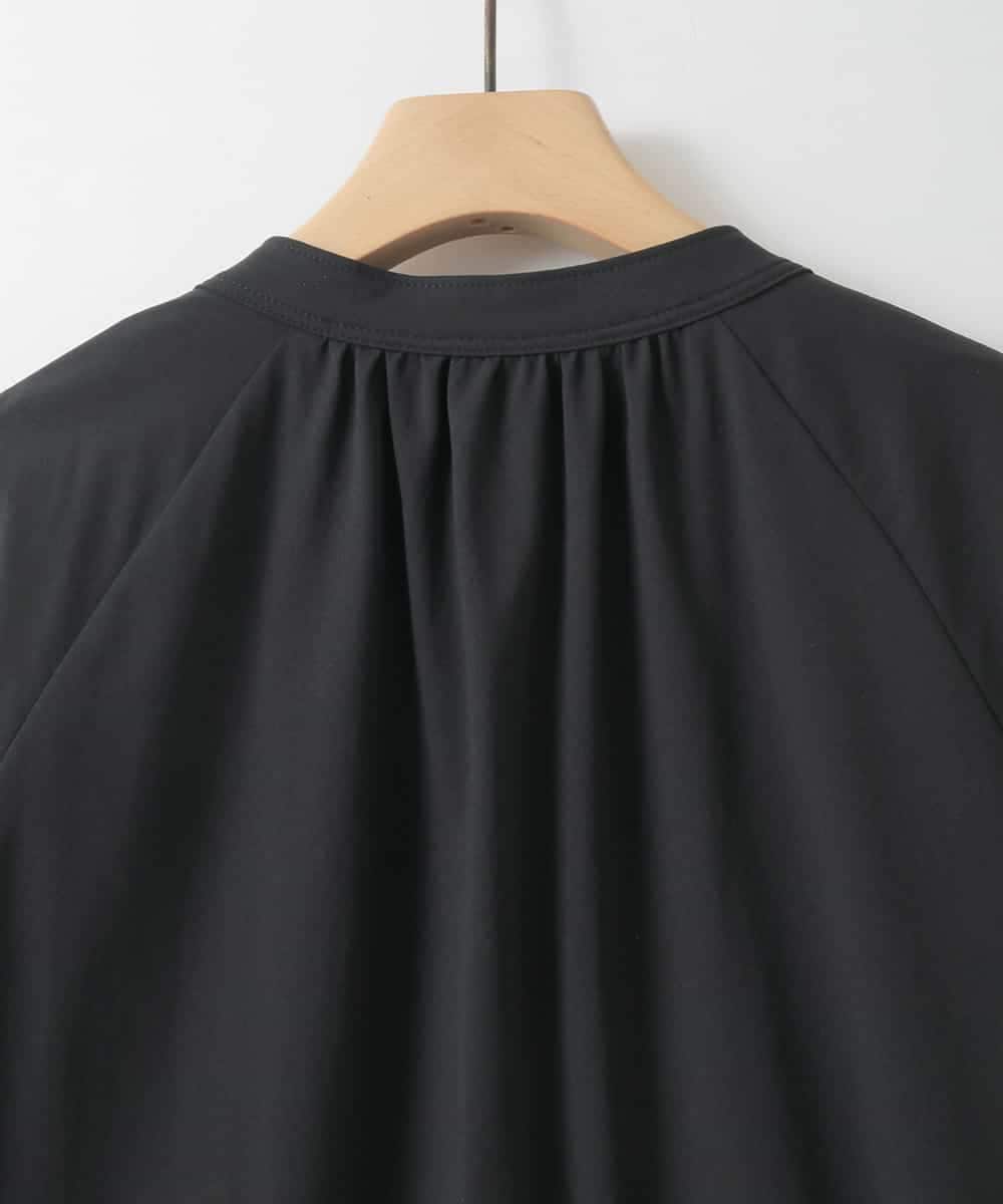 ZMEGE15120 al'aise modulation(アレーズモジュレーション) 【洗える/UV】パフスリーブスキッパーネックワンピース ブラック