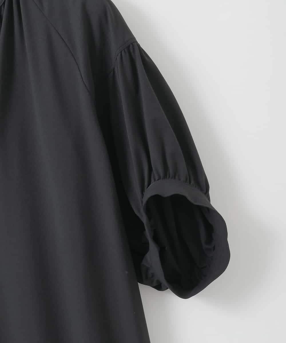 ZMEGE15120 al'aise modulation(アレーズモジュレーション) 【洗える/UV】パフスリーブスキッパーネックワンピース ブラック