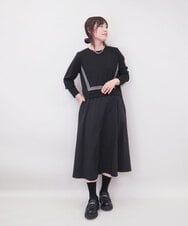 ZMEGE17150 al'aise modulation(アレーズモジュレーション) 異素材コンビデザインワンピース ブラック