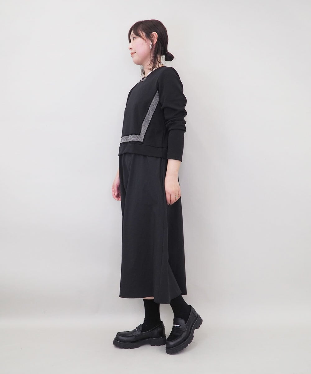 ZMEGE17150 al'aise modulation(アレーズモジュレーション) 異素材コンビデザインワンピース ブラック