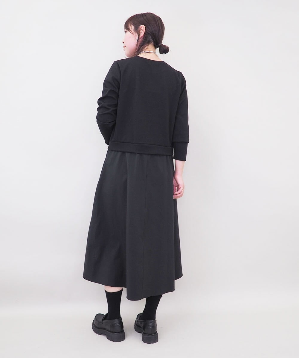 ZMEGE17150 al'aise modulation(アレーズモジュレーション) 異素材コンビデザインワンピース ブラック