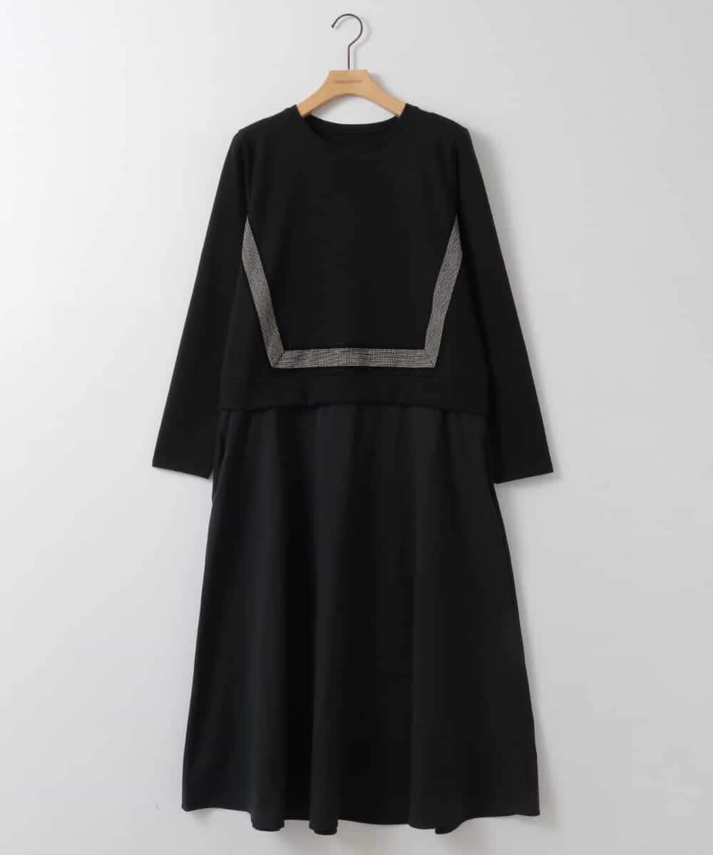 ZMEGE17150 al'aise modulation(アレーズモジュレーション) 異素材コンビデザインワンピース ブラック