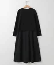 ZMEGE17150 al'aise modulation(アレーズモジュレーション) 異素材コンビデザインワンピース ブラック