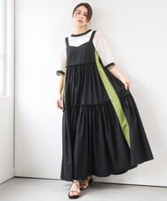 ZMEGE19190 al'aise modulation(アレーズモジュレーション) サイドラインティアードジャンパースカート ブラック