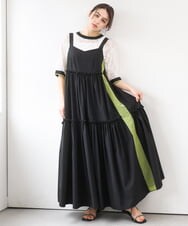 ZMEGE19190 al'aise modulation(アレーズモジュレーション) サイドラインティアードジャンパースカート ブラック