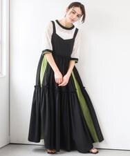 ZMEGE19190 al'aise modulation(アレーズモジュレーション) サイドラインティアードジャンパースカート ブラック