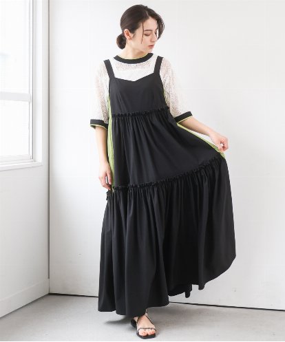 ZMEGE19190 al'aise modulation サイドラインティアードジャンパースカート