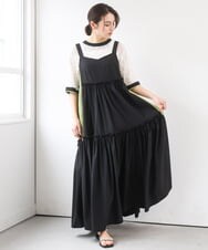 ZMEGE19190 al'aise modulation(アレーズモジュレーション) サイドラインティアードジャンパースカート ブラック