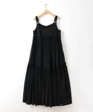 ZMEGE19190 al'aise modulation(アレーズモジュレーション) サイドラインティアードジャンパースカート ブラック