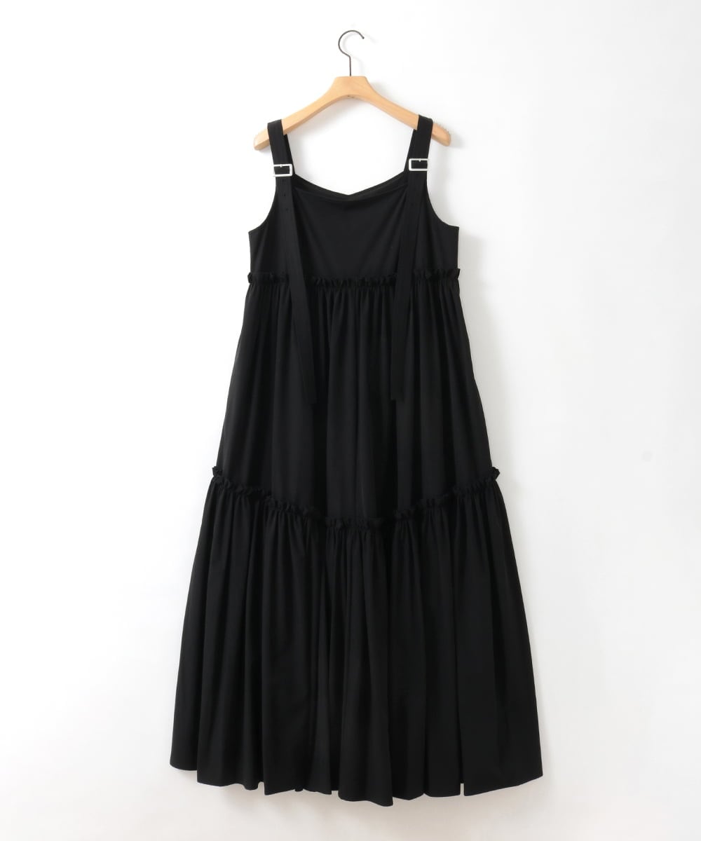 ZMEGE19190 al'aise modulation(アレーズモジュレーション) サイドラインティアードジャンパースカート ブラック