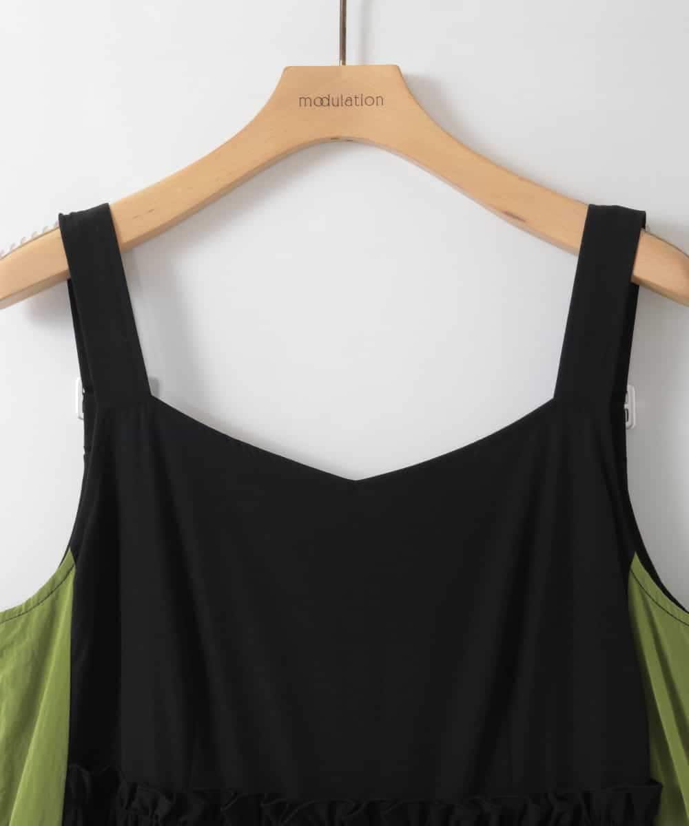 ZMEGE19190 al'aise modulation(アレーズモジュレーション) サイドラインティアードジャンパースカート ブラック