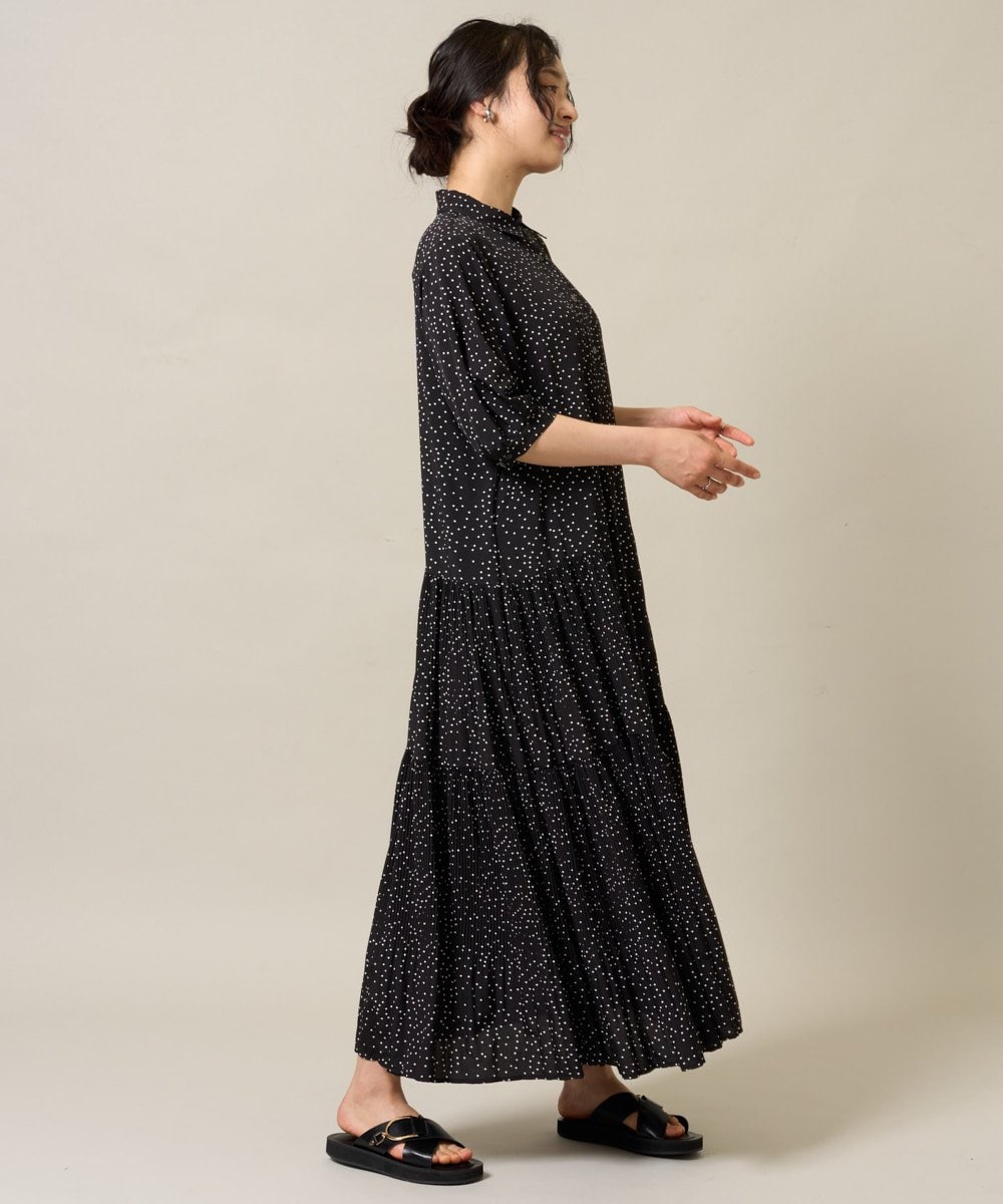ZMEGE21189 al'aise modulation(アレーズモジュレーション) マジョリカプリーツドットワンピース ブラック