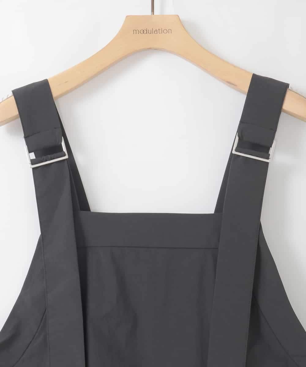 ZMEGE22100 al'aise modulation(アレーズモジュレーション) サイドラインナイロンジャンパースカート ブラック