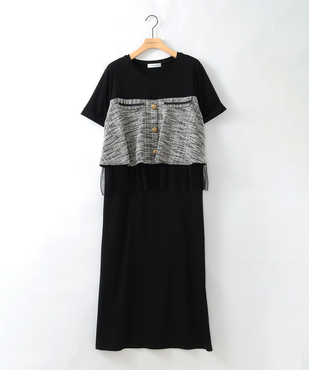 ZMEGE24170 al'aise modulation(アレーズモジュレーション) ジョイントデザインツーピース風ワンピース ブラック