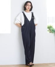 ZMEGE25148 al'aise modulation(アレーズモジュレーション) ペインターロゴ刺繍サロペット ネイビー