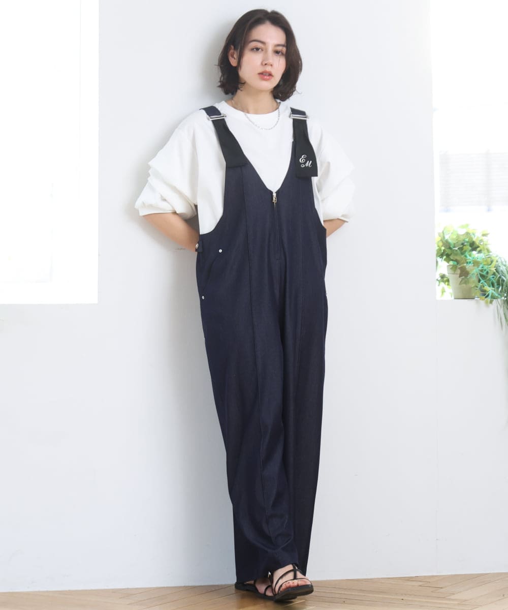 ZMEGE25148 al'aise modulation ペインターロゴ刺繍サロペット