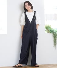 ZMEGE25148 al'aise modulation(アレーズモジュレーション) ペインターロゴ刺繍サロペット ネイビー