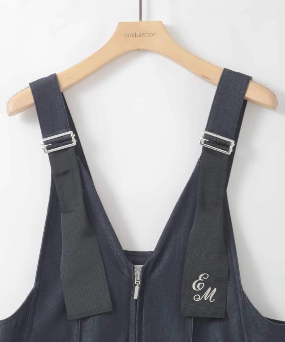 ZMEGE25148 al'aise modulation(アレーズモジュレーション) ペインターロゴ刺繍サロペット ネイビー