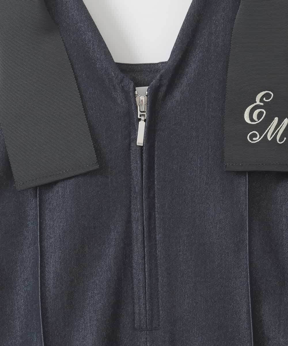 ZMEGE25148 al'aise modulation(アレーズモジュレーション) ペインターロゴ刺繍サロペット ネイビー