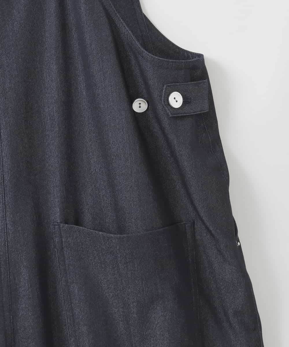 ZMEGE25148 al'aise modulation(アレーズモジュレーション) ペインターロゴ刺繍サロペット ネイビー