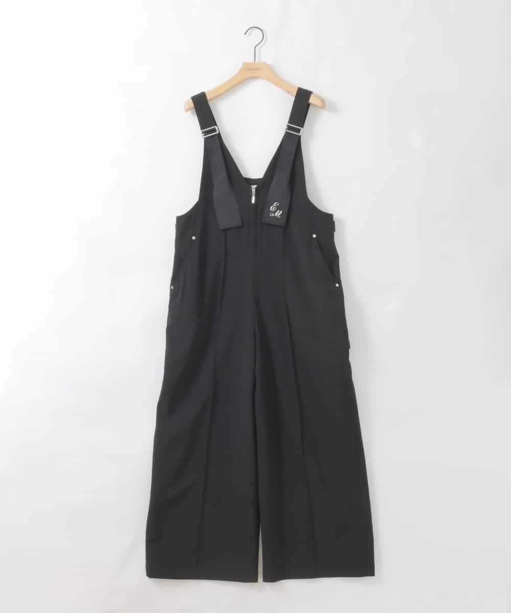 ZMEGE25148 al'aise modulation(アレーズモジュレーション) ペインターロゴ刺繍サロペット ブラック