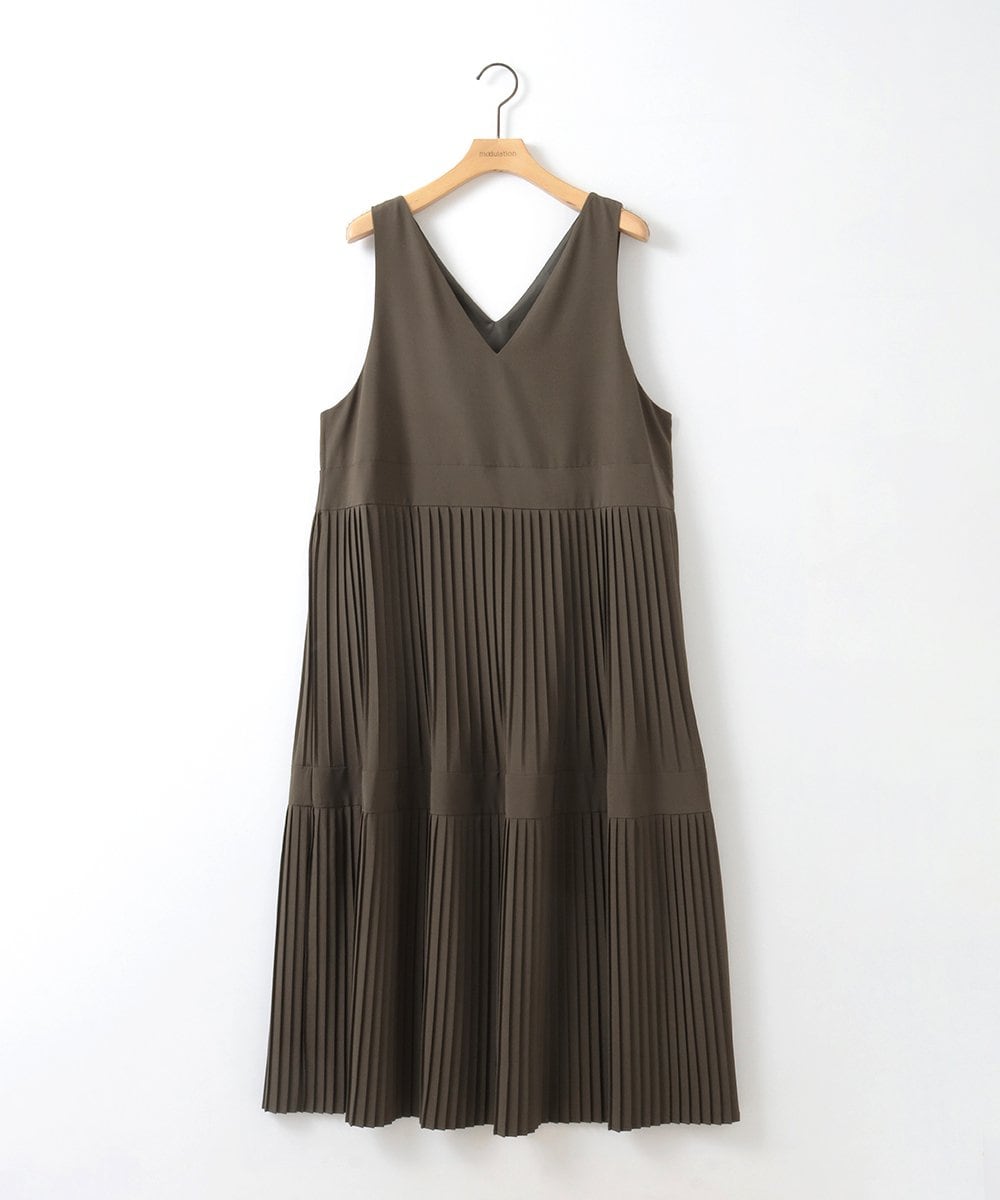 ZMEGE27140 al'aise modulation(アレーズモジュレーション) プリーツデザインジャンパースカート カーキ