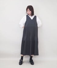 ZMEGE27140 al'aise modulation(アレーズモジュレーション) プリーツデザインジャンパースカート ダークグレー