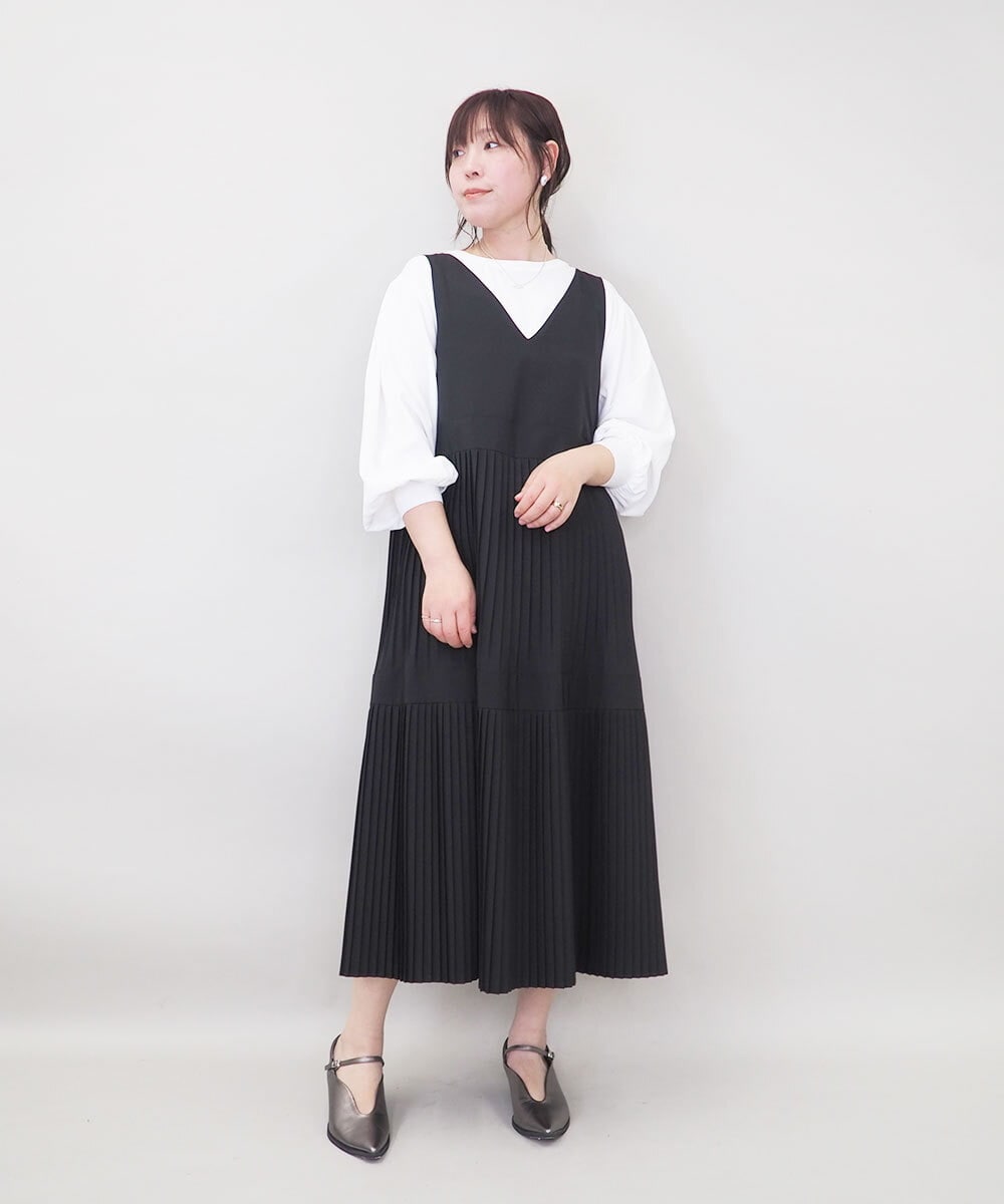 ZMEGE27140 al'aise modulation(アレーズモジュレーション) プリーツデザインジャンパースカート ブラック