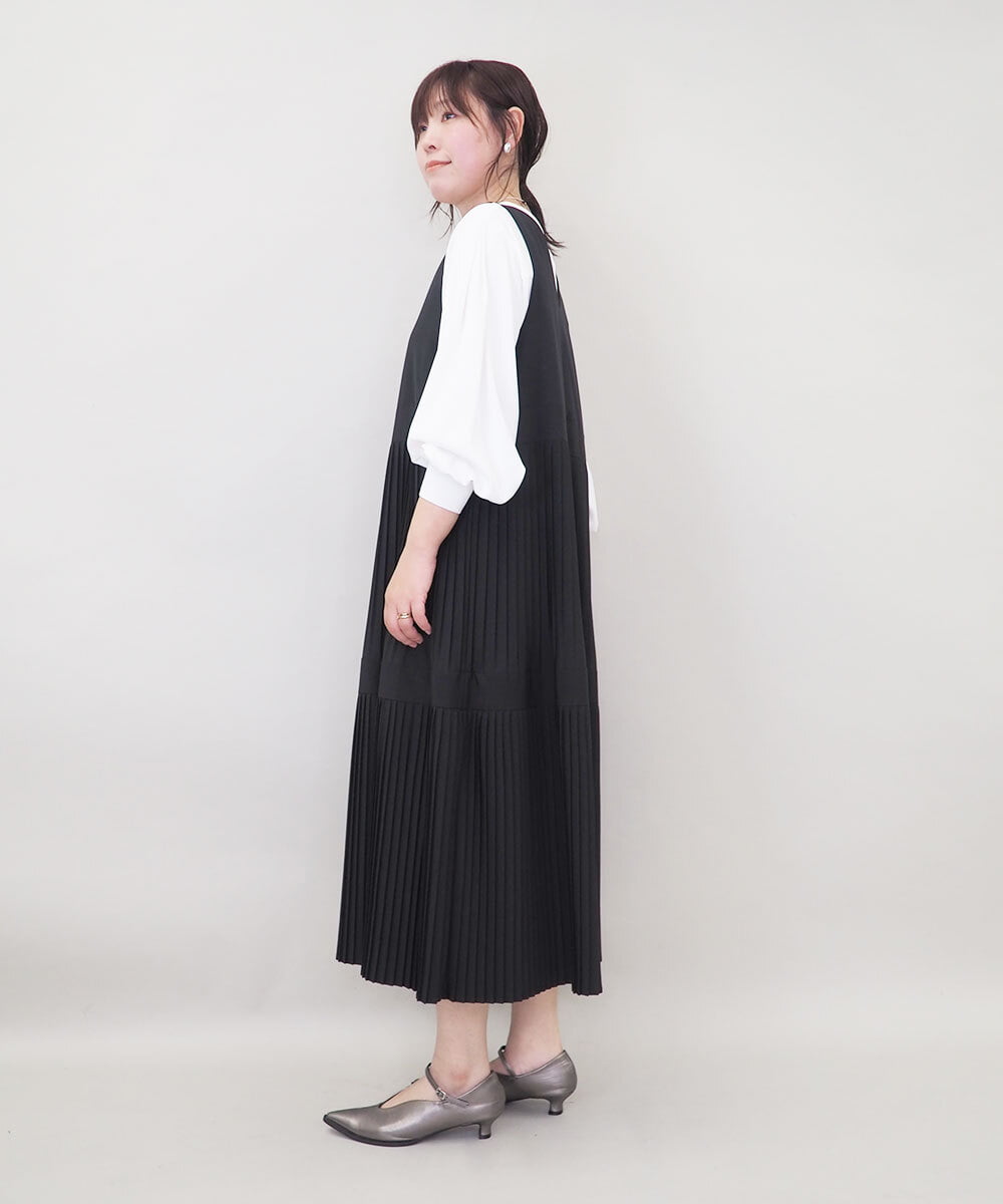 ZMEGE27140 al'aise modulation(アレーズモジュレーション) プリーツデザインジャンパースカート ブラック