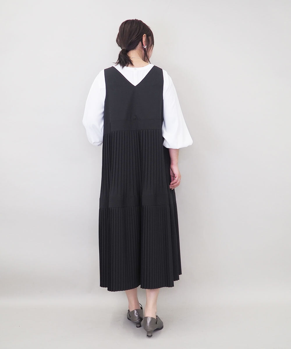 ZMEGE27140 al'aise modulation(アレーズモジュレーション) プリーツデザインジャンパースカート ブラック