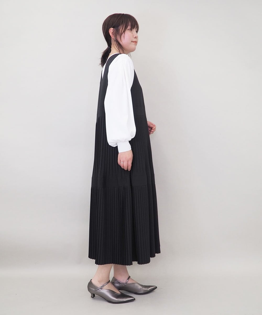 ZMEGE27140 al'aise modulation(アレーズモジュレーション) プリーツデザインジャンパースカート ブラック