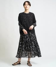 ZMEGW27160 al'aise modulation(アレーズモジュレーション) ウエストリボンジョーゼットワンピース 花柄