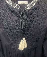 ZMEHB34170 al'aise modulation(アレーズモジュレーション) フラワー刺繍ボヘミアンワンピース ブラック