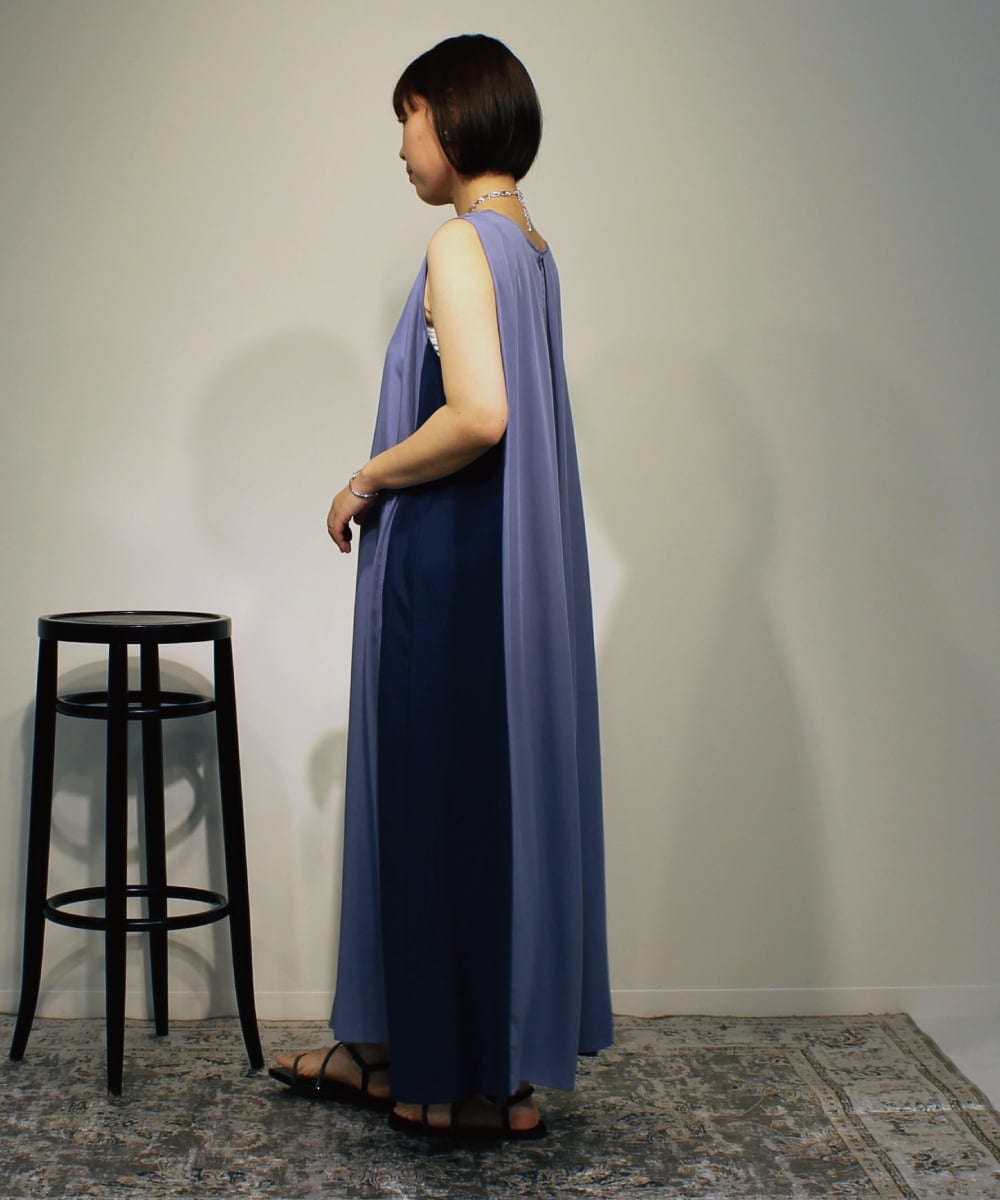 ZMEHB44128 al'aise modulation(アレーズモジュレーション) 配色切り替えスリーブレスワンピース ライトブルー